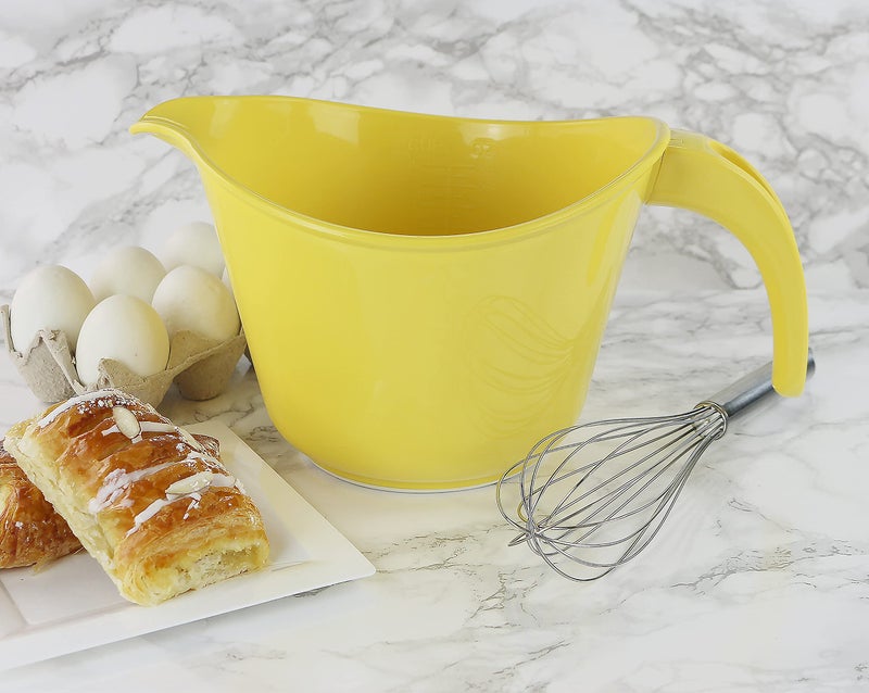 Reston Lloyd, Batter Bowl With Pour Spout, Non-Slip Base, Erogonomic Space Saving Detachable Handle, 2 QT Heavy Duty BPA-Free Microwave & Dishwasher Safe, Lemon, Yellow - Image 2